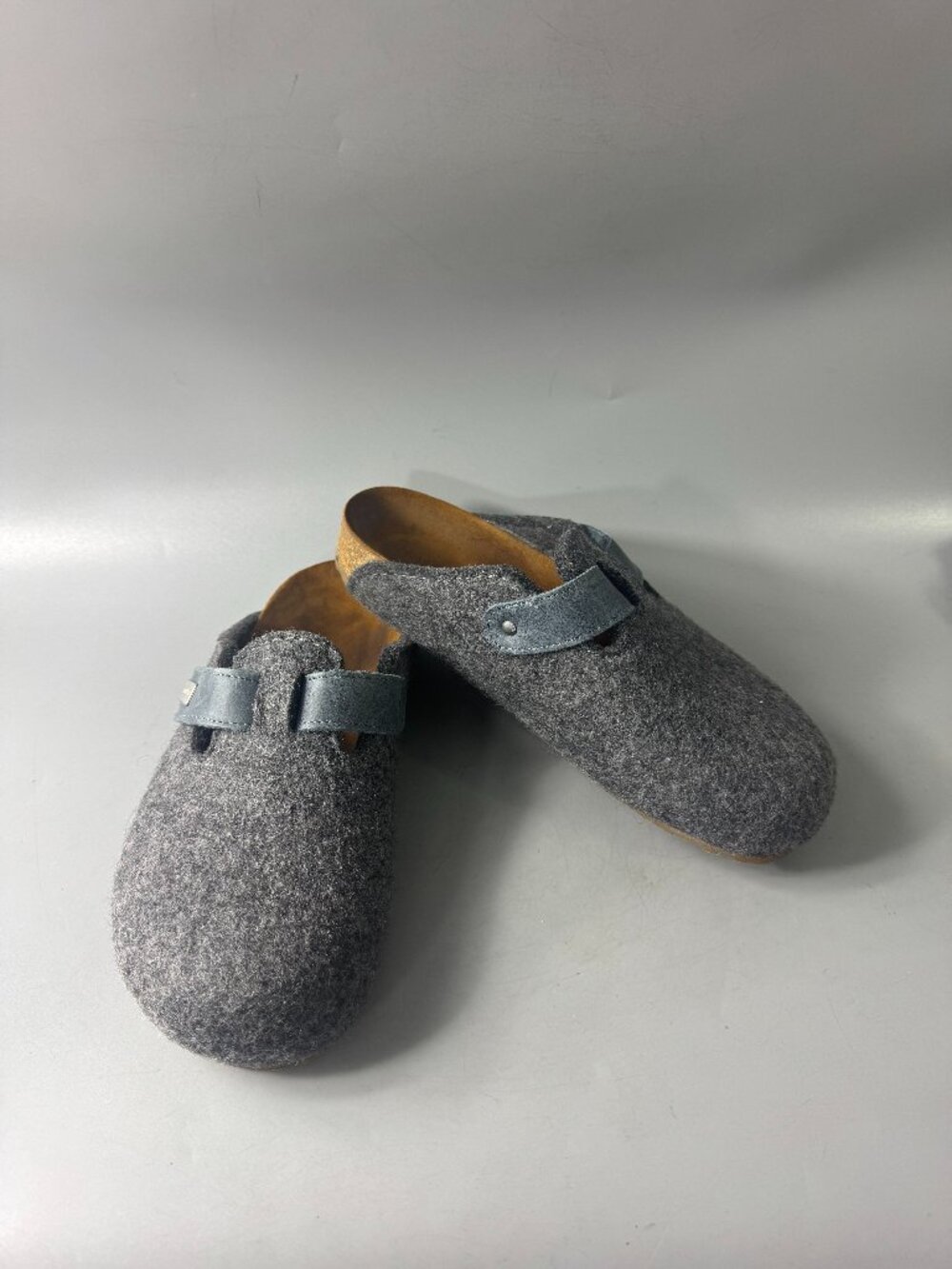 Haflinger Gray Wool Unisex Clogs, Size 38
